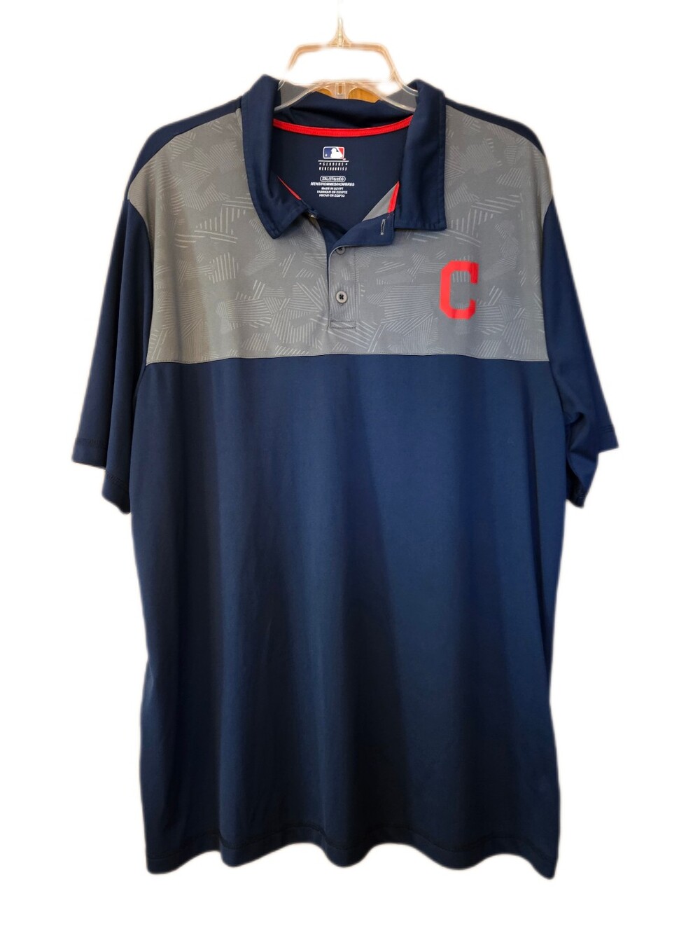 MLB Genuine Merchandise Cleveland Guardians  Navy Gray Polo Shirt Size 2XL